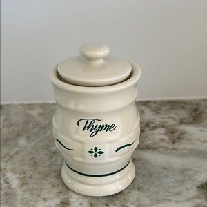 Longaberger Cream and Green Thyme Jar